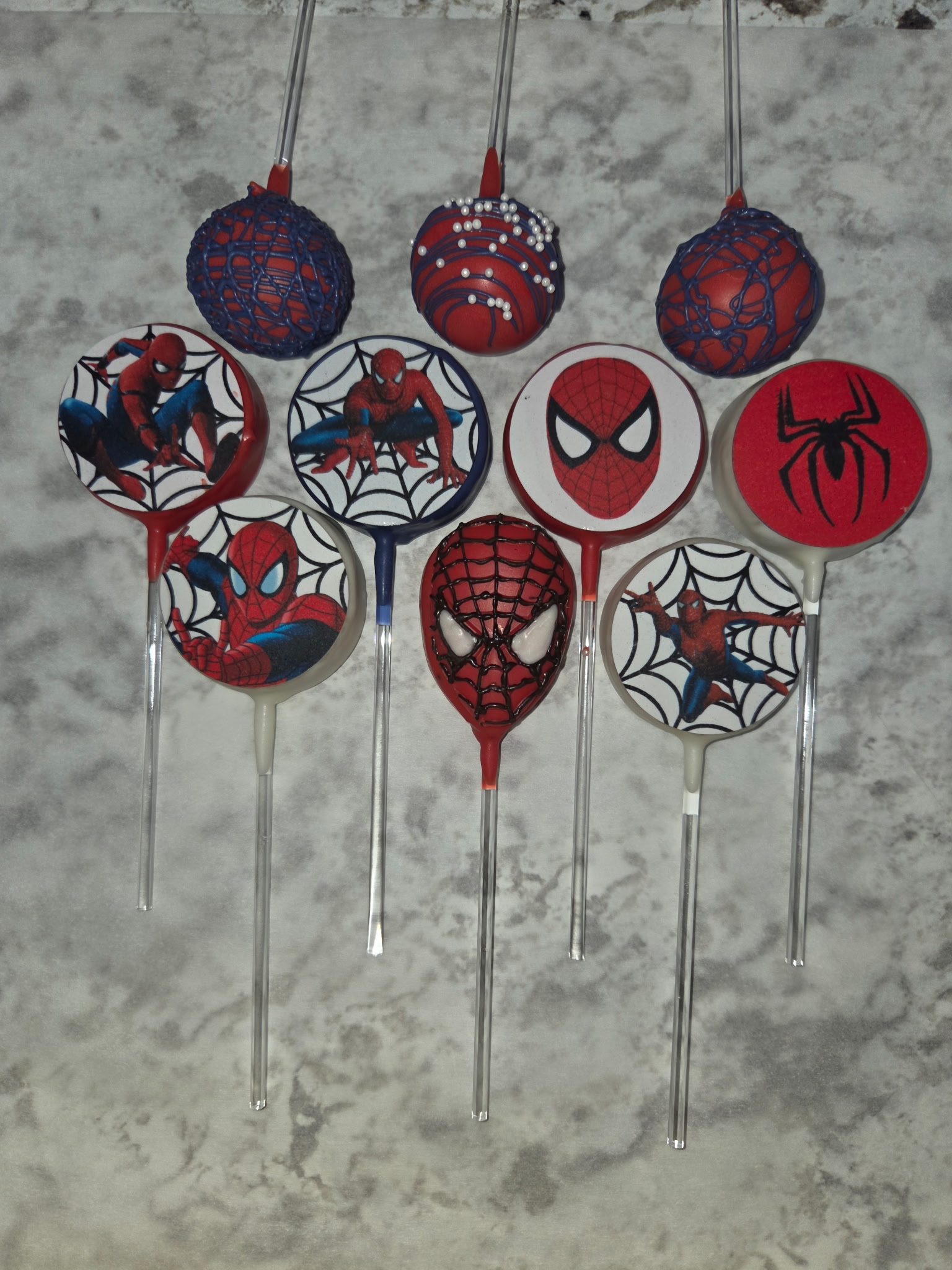 Spider-Man themed cakesicles